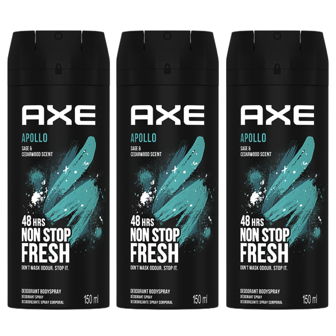 Axe Apollo 48H Non Stop Fresh Spray Deodorant For Him - Pack Of 3