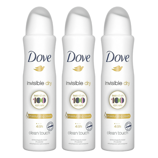 Dove Invisible Dry Clean Touch 48H Anti-Perspirant Spray Deodorant For Her - Pack Of 3