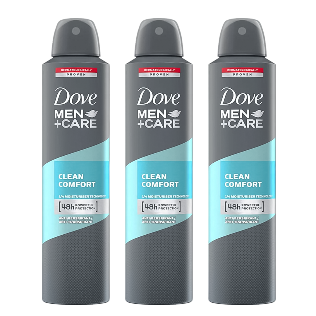 Dove Men + Care Clean Comfort 48H Anti-Perspirant Spray Deodorant For Him - Pack Of 3