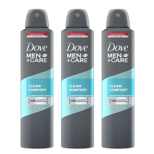 Dove Men + Care Clean Comfort 48H Anti-Perspirant Spray Deodorant For Him - Pack Of 3