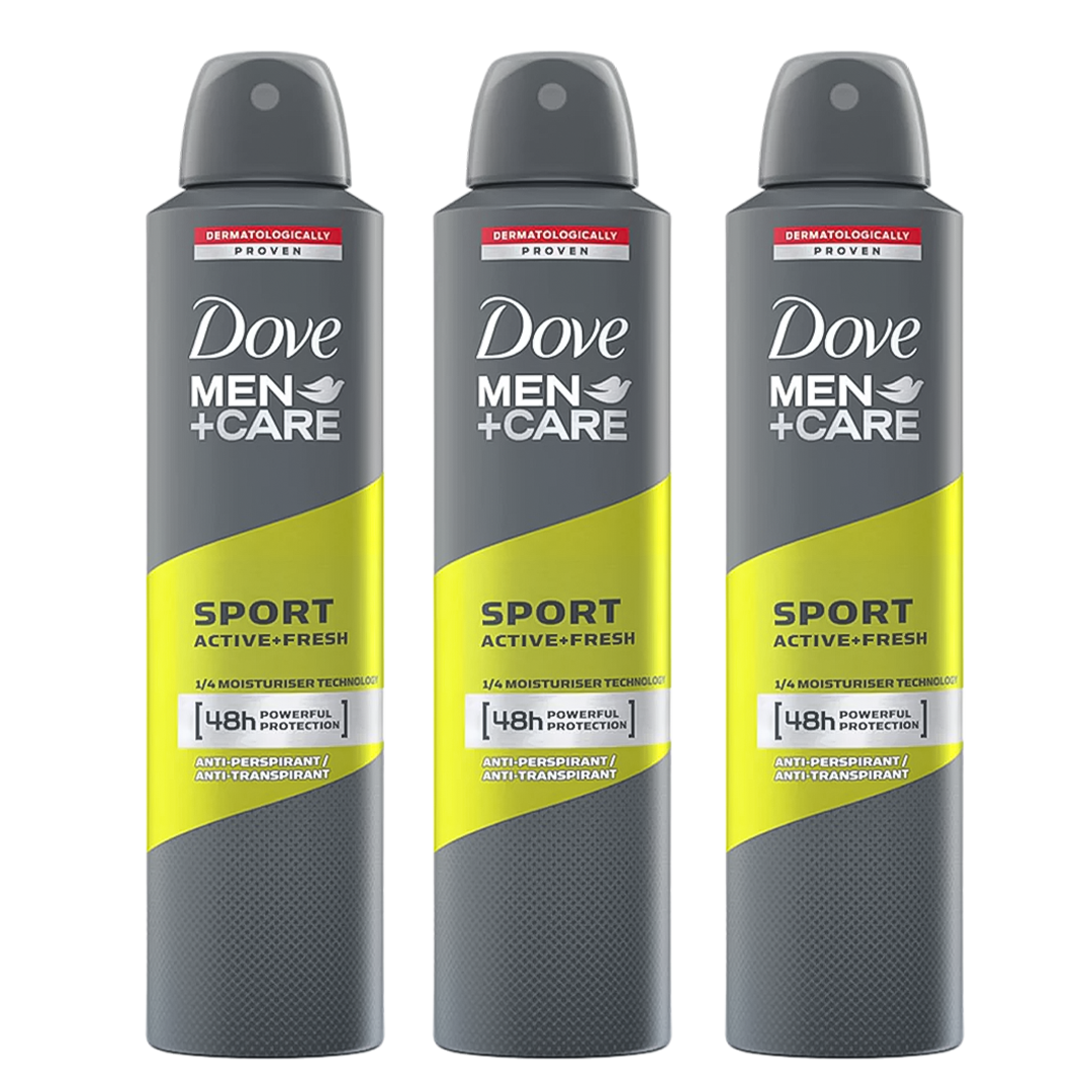 Dove Men + Care Sport Active+Fresh 48H Anti-Perspirant Spray Deodorant For Him - Pack Of 3